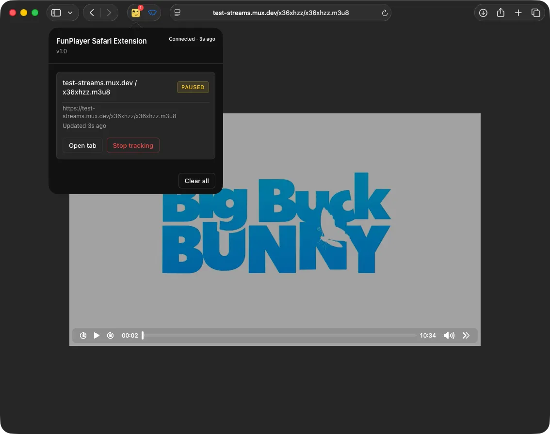 safari extension video picked and now being tracked