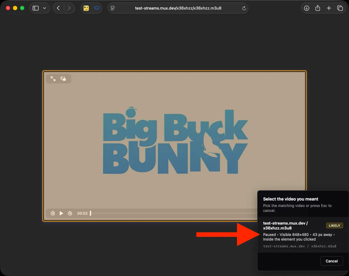 safari extension video picker overlay video locate helper