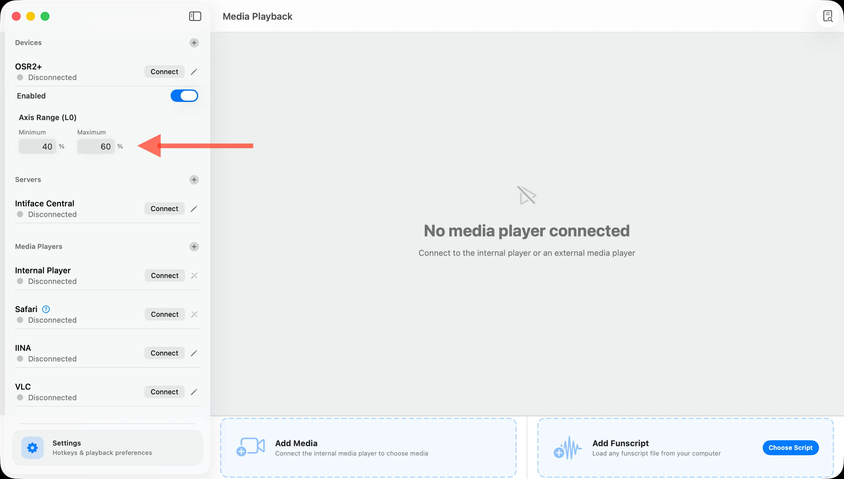 t-code device setting axis stroke range